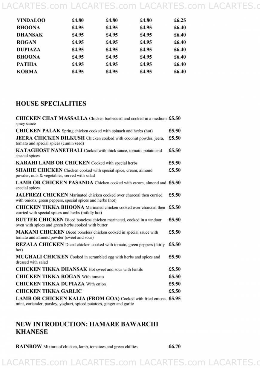  Pricelists of Saqui Tandoori Restaurant 97 Banstead Road - Photo 2 of 5