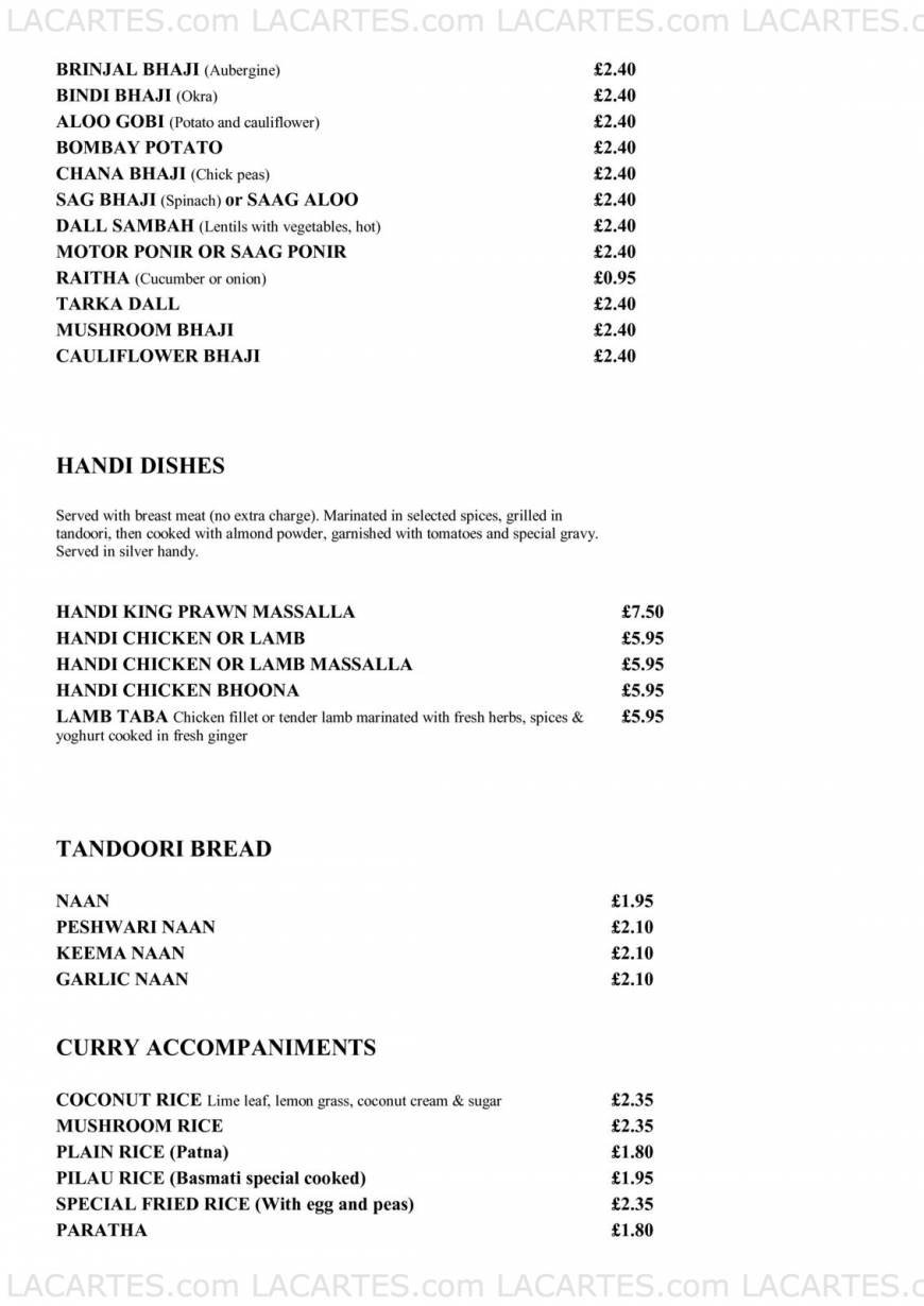  Pricelists of Saqui Tandoori Restaurant 97 Banstead Road - Photo 4 of 5