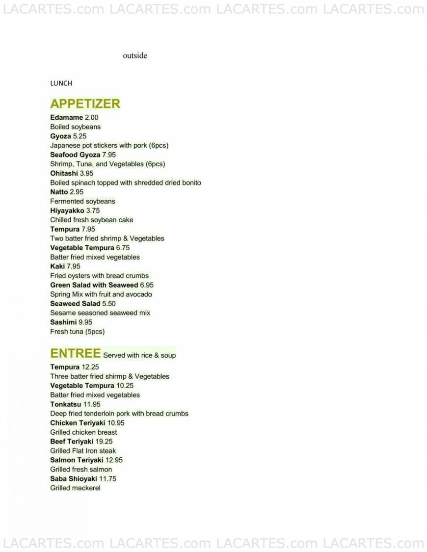  Pricelists of Kirala Sushi Bar & Robata Grill 2100 Ward St - Photo 4 of 10