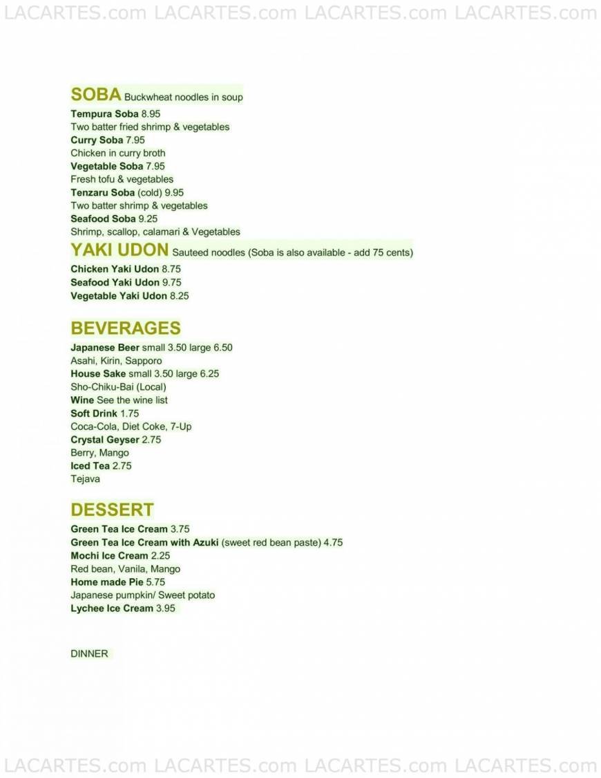 Pricelists of Kirala Sushi Bar & Robata Grill 2100 Ward St - Photo 6 of 10
