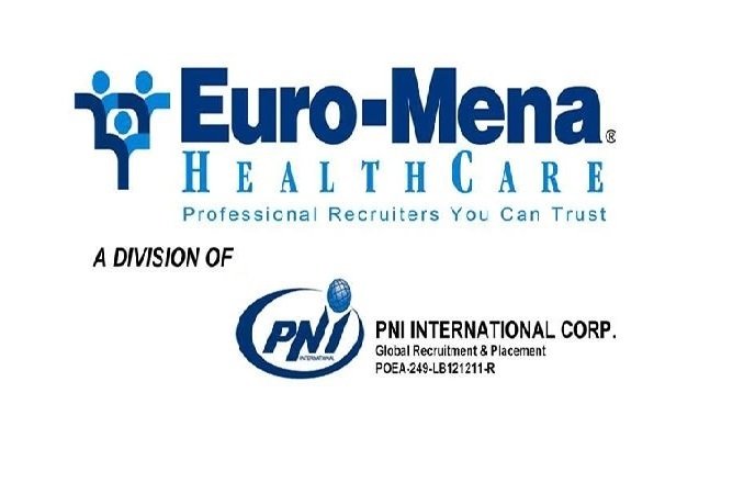 Euro-MENA Healthcare Recruiters, a division of PNI International Corp.<br />
The most preferred recruitment agency of nurses and healthcare professionals.<br />
POEA-249-LB-121211-R<br />
Unit 9D Strata 2000 Bldg. F. Ortigas Jr. Road, Ortigas Center, Pasig City, Philipp Profile Photos of Euro-MENA Healthcare Recruiters, a division of PNI International Corp. Unit 9D Strata 2000 Bldg. F. Ortigas Jr. Road, Ortigas Center - Photo 1 of 1 Euro-MENA Healthcare Recruiters, a division of PNI International Corp.<br />
The most preferred recruitment agency of nurses and healthcare professionals.<br />
POEA-249-LB-121211-R<br />
Unit 9D Strata 2000 Bldg. F. Ortigas Jr. Road, Ortigas Center, Pasig City, Philipp Profile Photos of Euro-MENA Healthcare Recruiters, a division of PNI International Corp. Unit 9D Strata 2000 Bldg. F. Ortigas Jr. Road, Ortigas Center - Photo 1 of 1