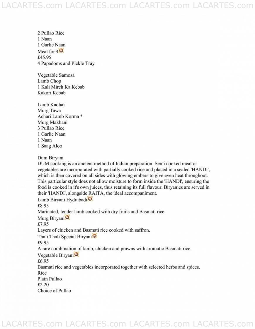  Pricelists of Thali:Thali 33 Chertsey Rd  - Photo 4 of 20