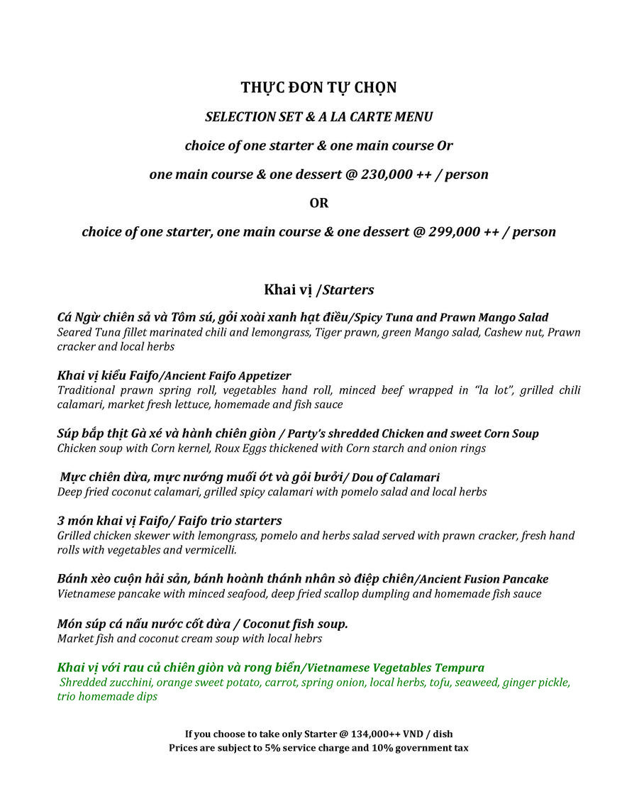  Pricelists of Ancient Faifo Restaurant 66 nguyen thai hoc - Photo 1 of 5