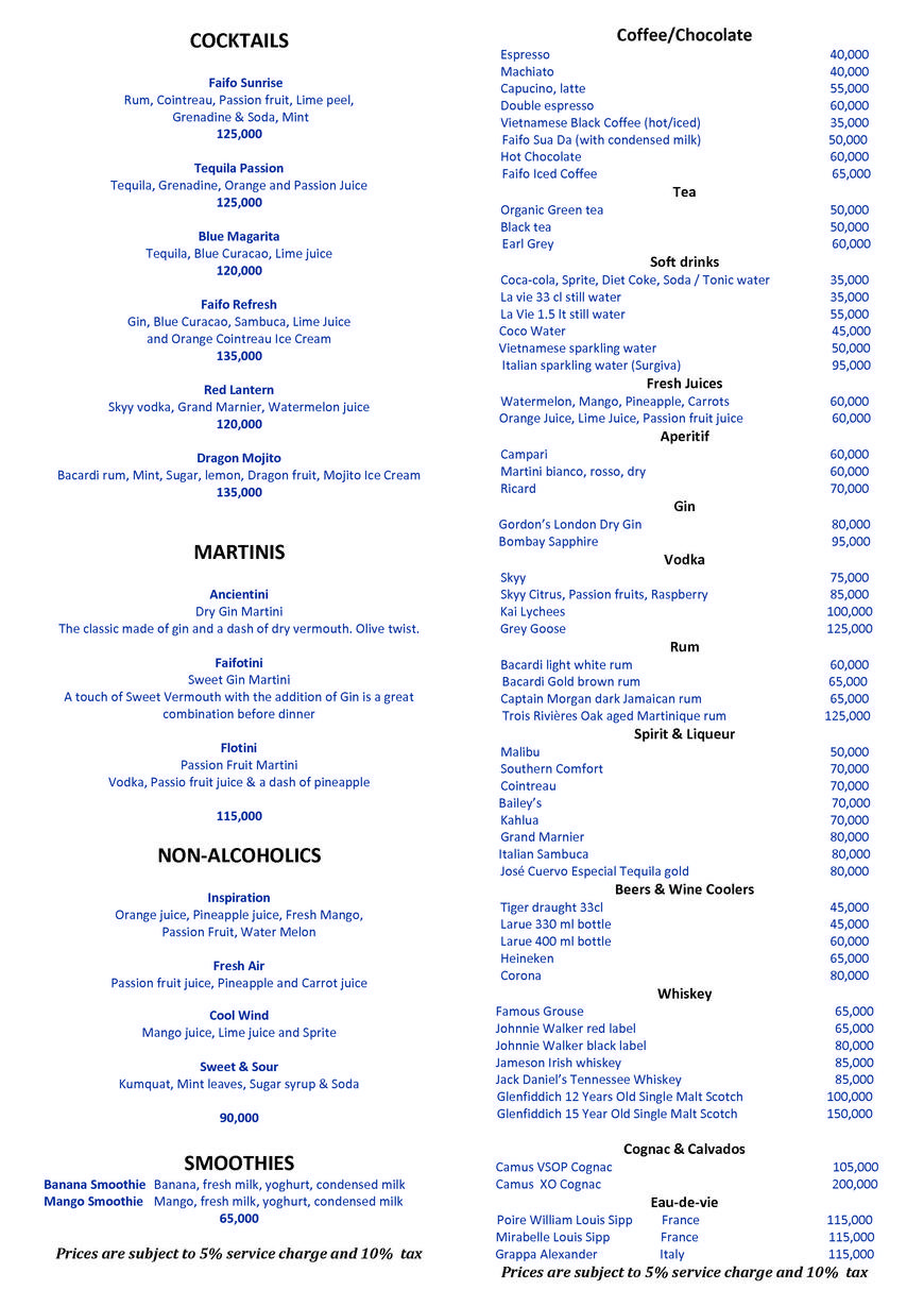  Pricelists of Ancient Faifo Restaurant 66 nguyen thai hoc - Photo 5 of 5