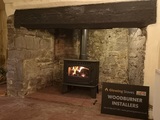 Hunter Inglenook log burning stove installation near Bridgwater, Somerset. Glowing Stoves 3 Ruishton Lane Cottages, Ruishton Lane, Ruishton 