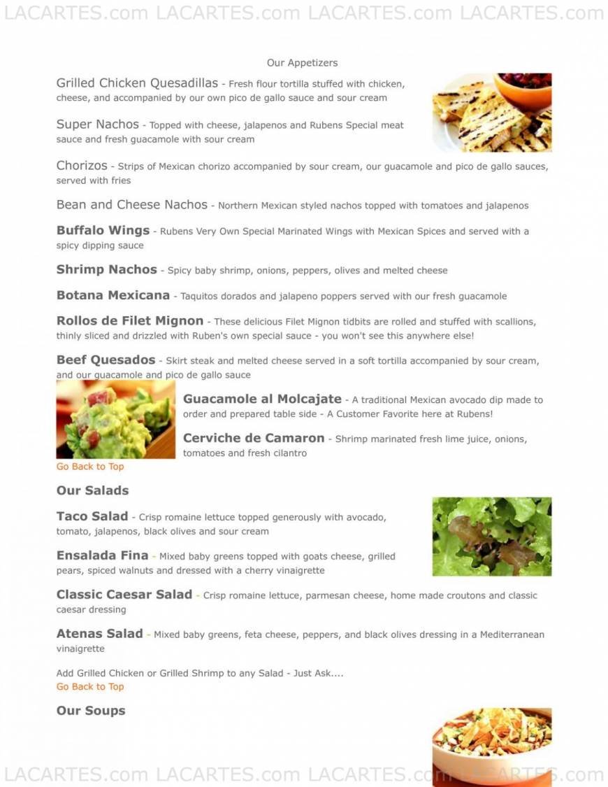  Pricelists of Ruben's Mexican Cafe - New York 5 North Division Street - Photo 1 of 4