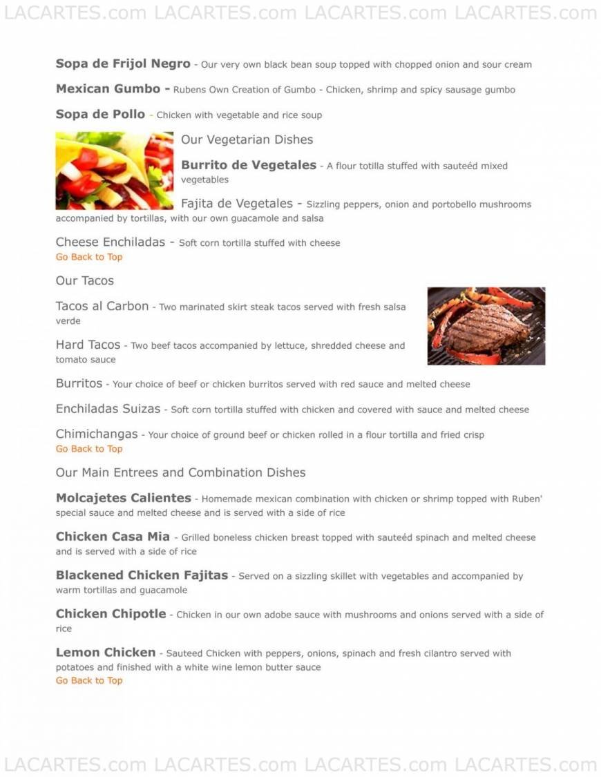  Pricelists of Ruben's Mexican Cafe - New York 5 North Division Street - Photo 2 of 4