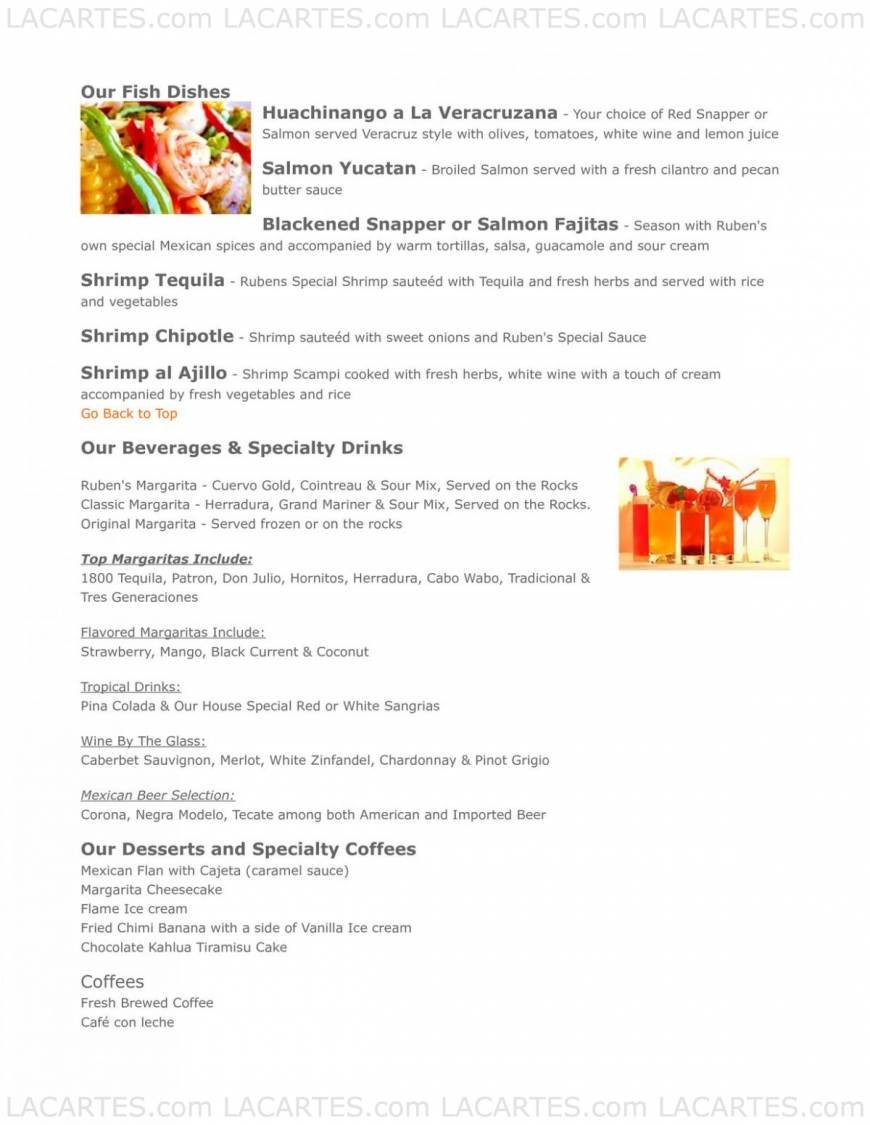  Pricelists of Ruben's Mexican Cafe - New York 5 North Division Street - Photo 3 of 4