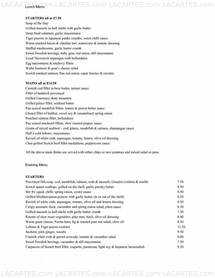  Pricelists of Alec's Restaurant Bar & Grill Navestock Side  - Photo 1 of 5