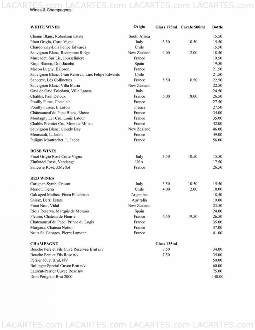 Pricelists of Alec's Restaurant Bar & Grill Navestock Side  - Photo 5 of 5