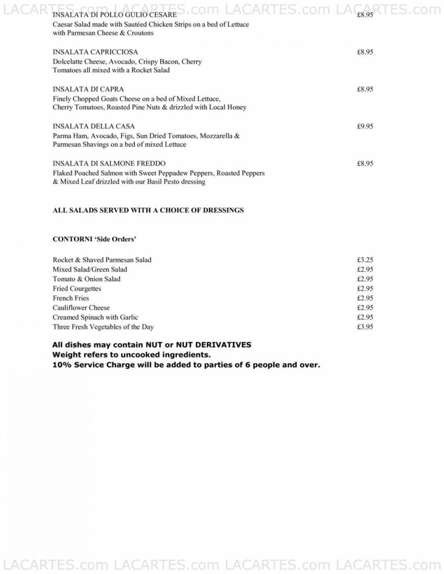  Pricelists of Tarantino Brentwood 60 Crown Street  - Photo 4 of 7