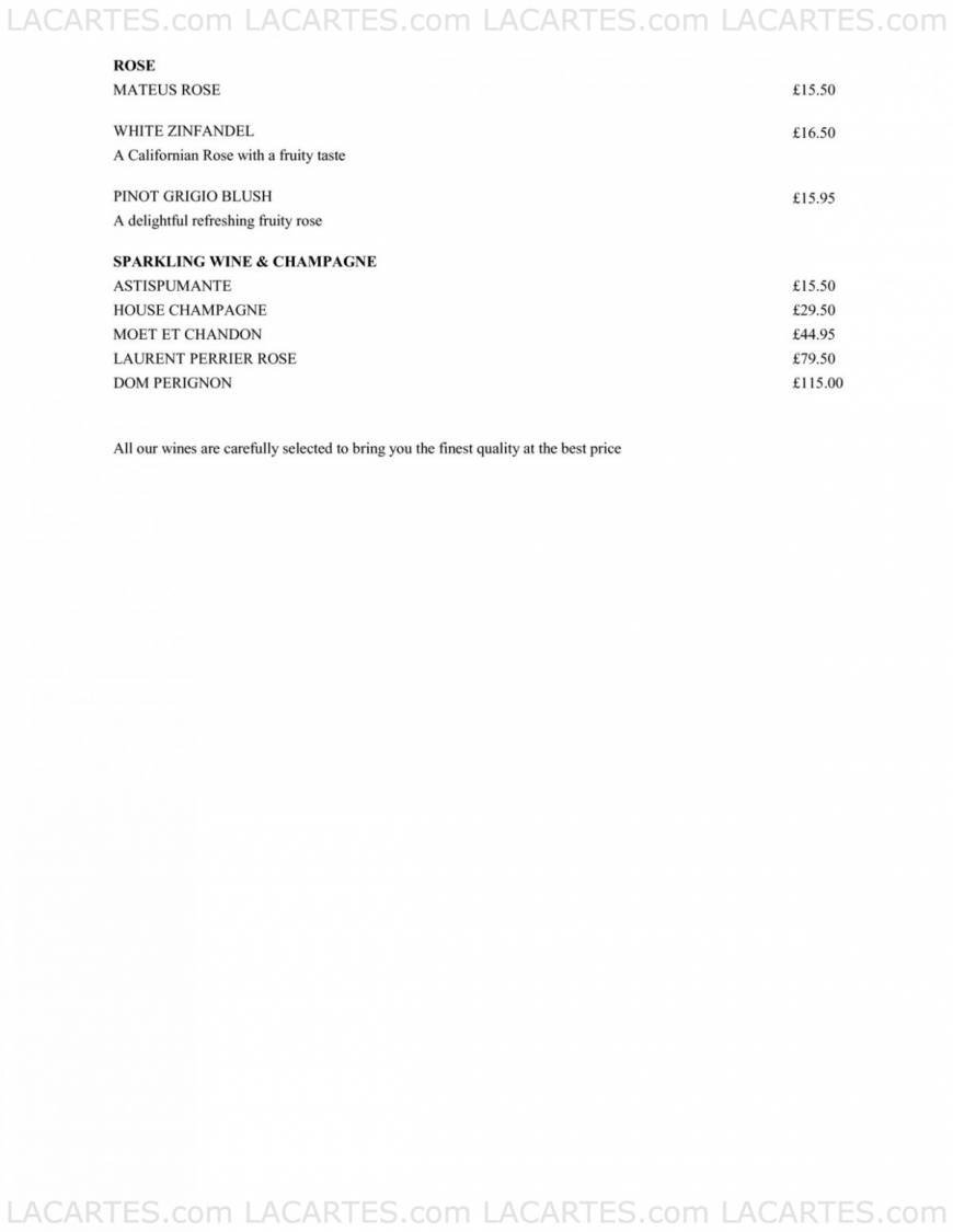  Pricelists of Tarantino Brentwood 60 Crown Street  - Photo 6 of 7