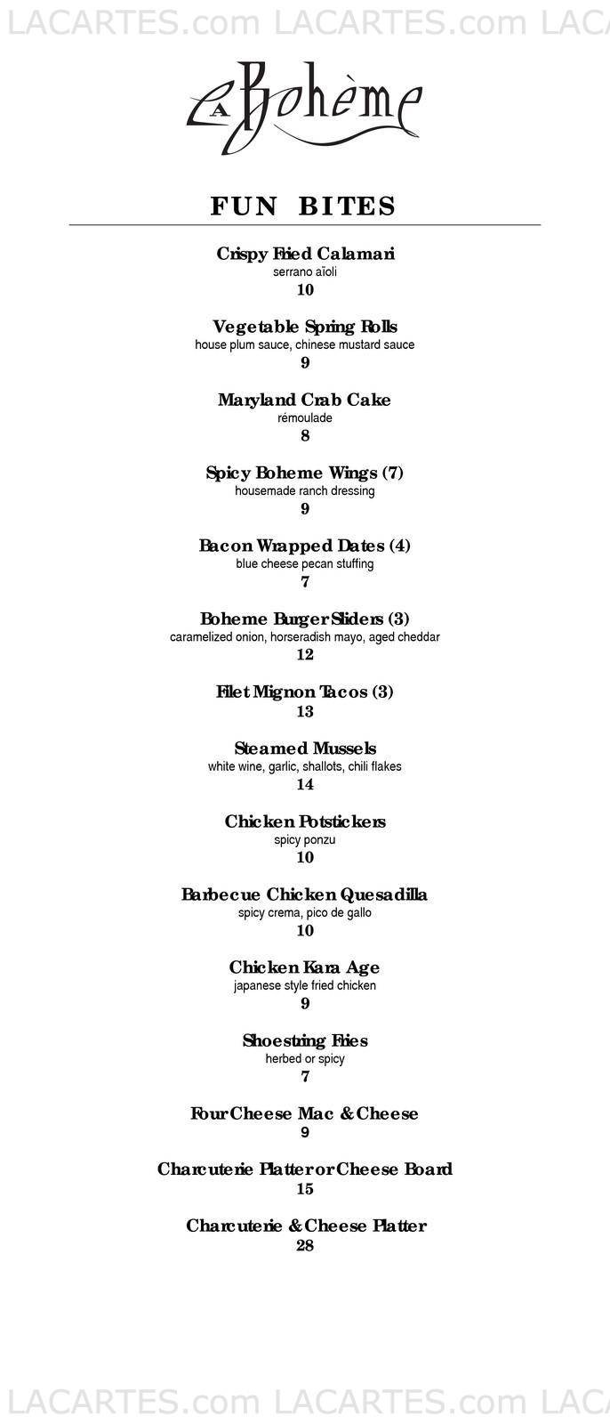  Pricelists of Cafe La Boheme 8400 Santa Monica Blvd - Photo 2 of 10