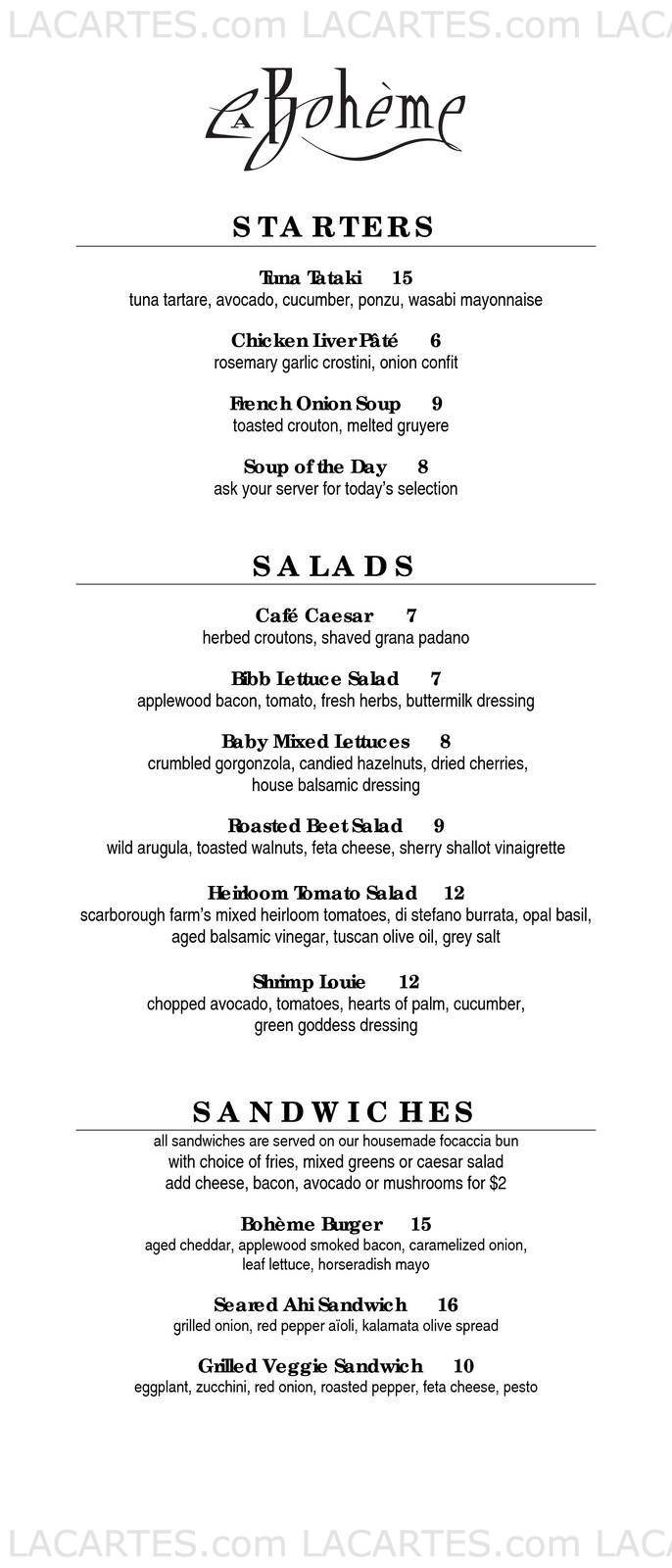  Pricelists of Cafe La Boheme 8400 Santa Monica Blvd - Photo 4 of 10