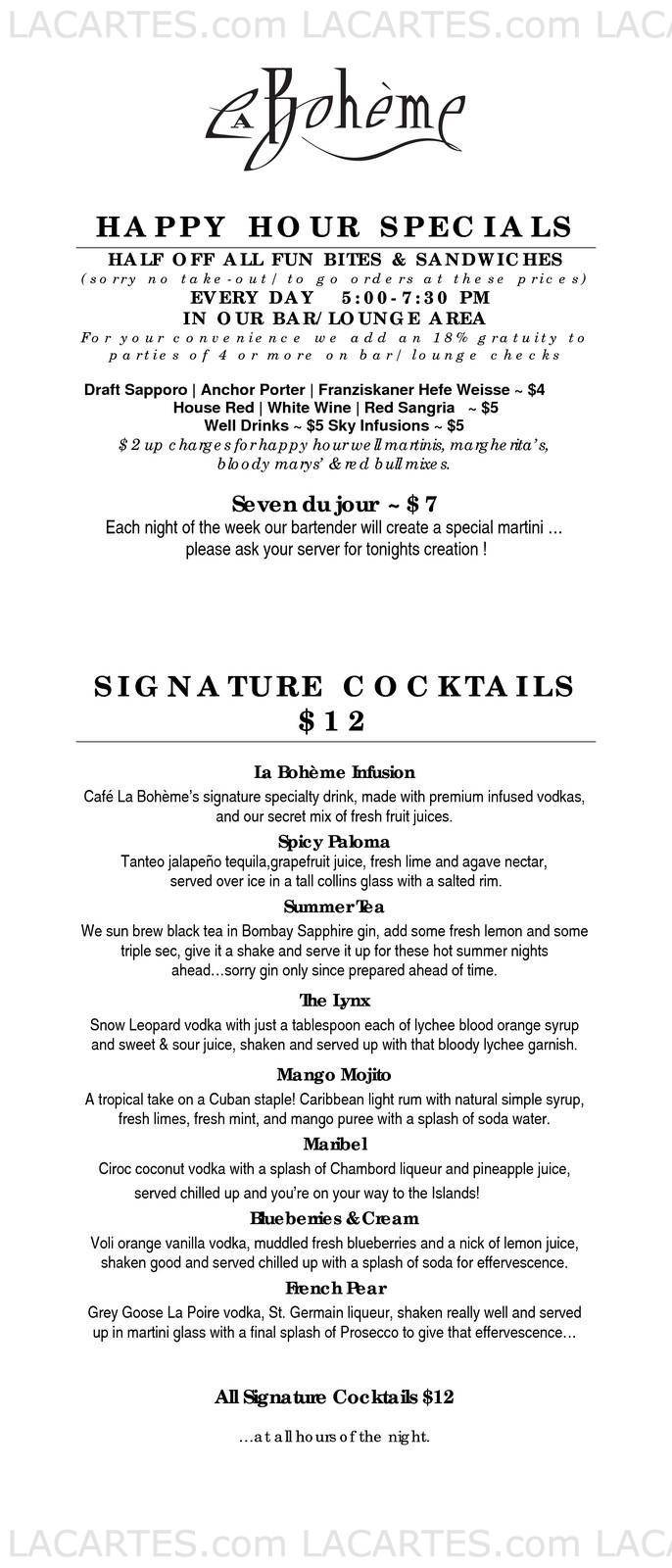  Pricelists of Cafe La Boheme 8400 Santa Monica Blvd - Photo 8 of 10