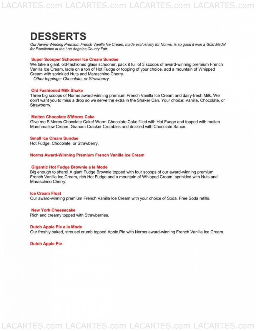  Pricelists of Norms Restaurant 102 East 17th Street - Photo 5 of 14