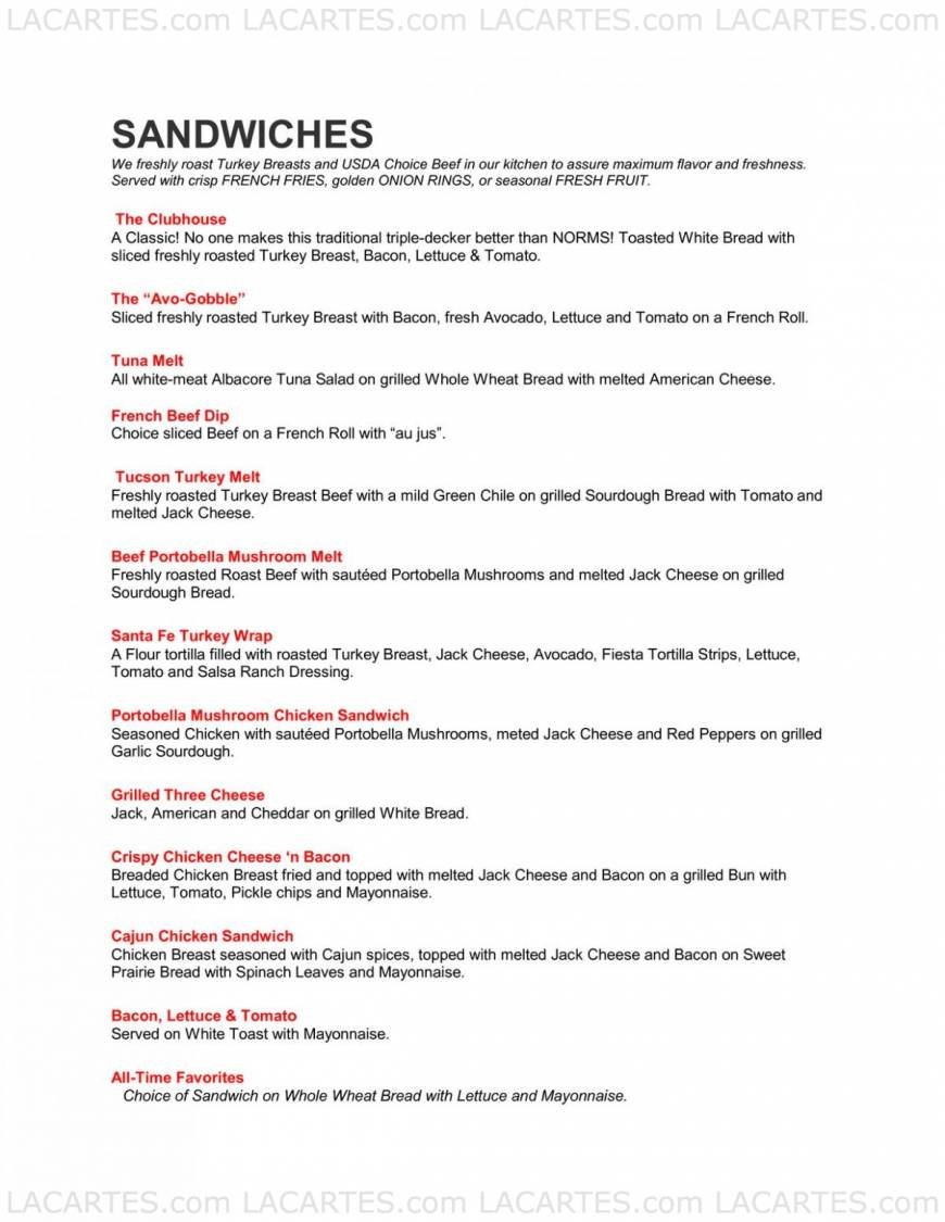  Pricelists of Norms Restaurant 102 East 17th Street - Photo 9 of 14