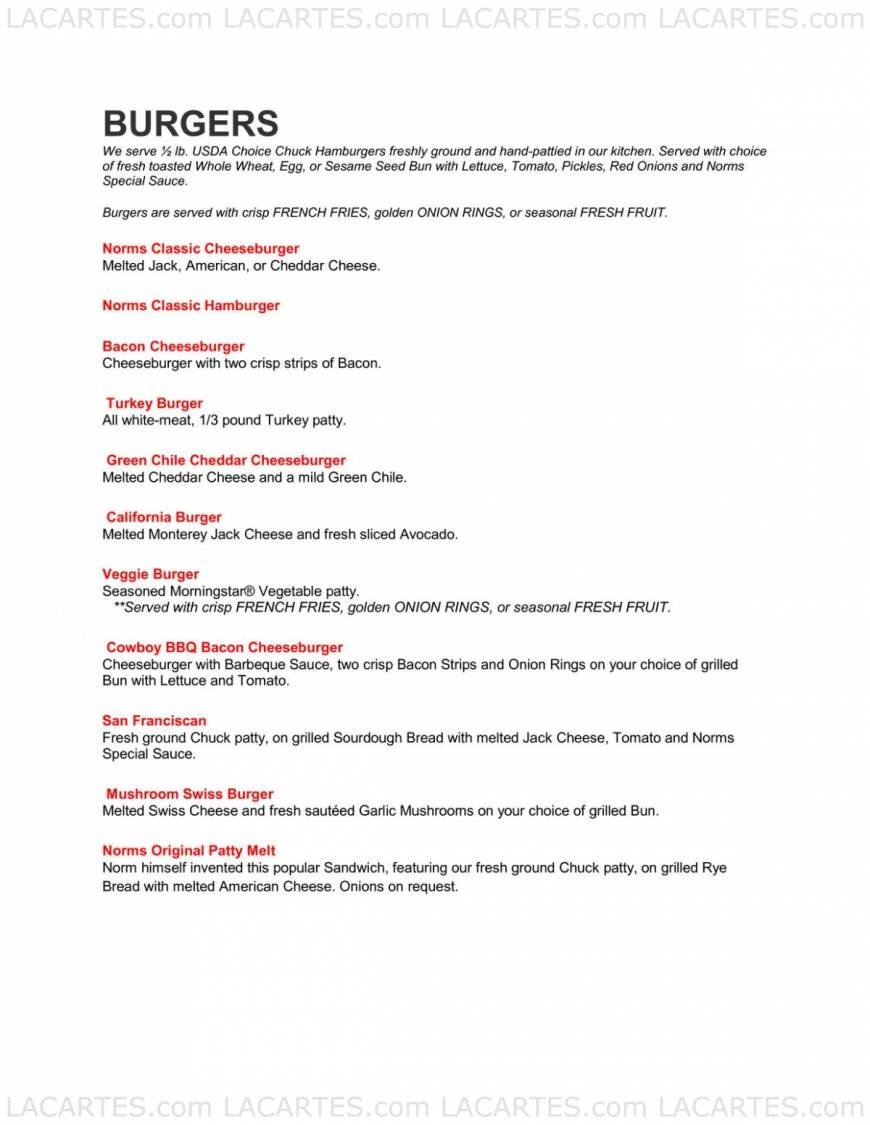  Pricelists of Norms Restaurant 14810 East Whittier Blvd. - Photo 5 of 14