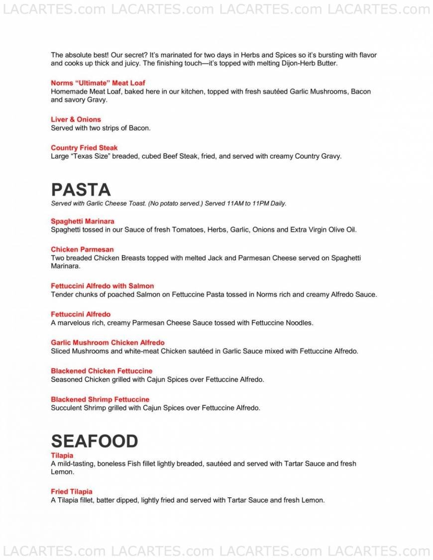  Pricelists of Norms Restaurant 14810 East Whittier Blvd. - Photo 12 of 14