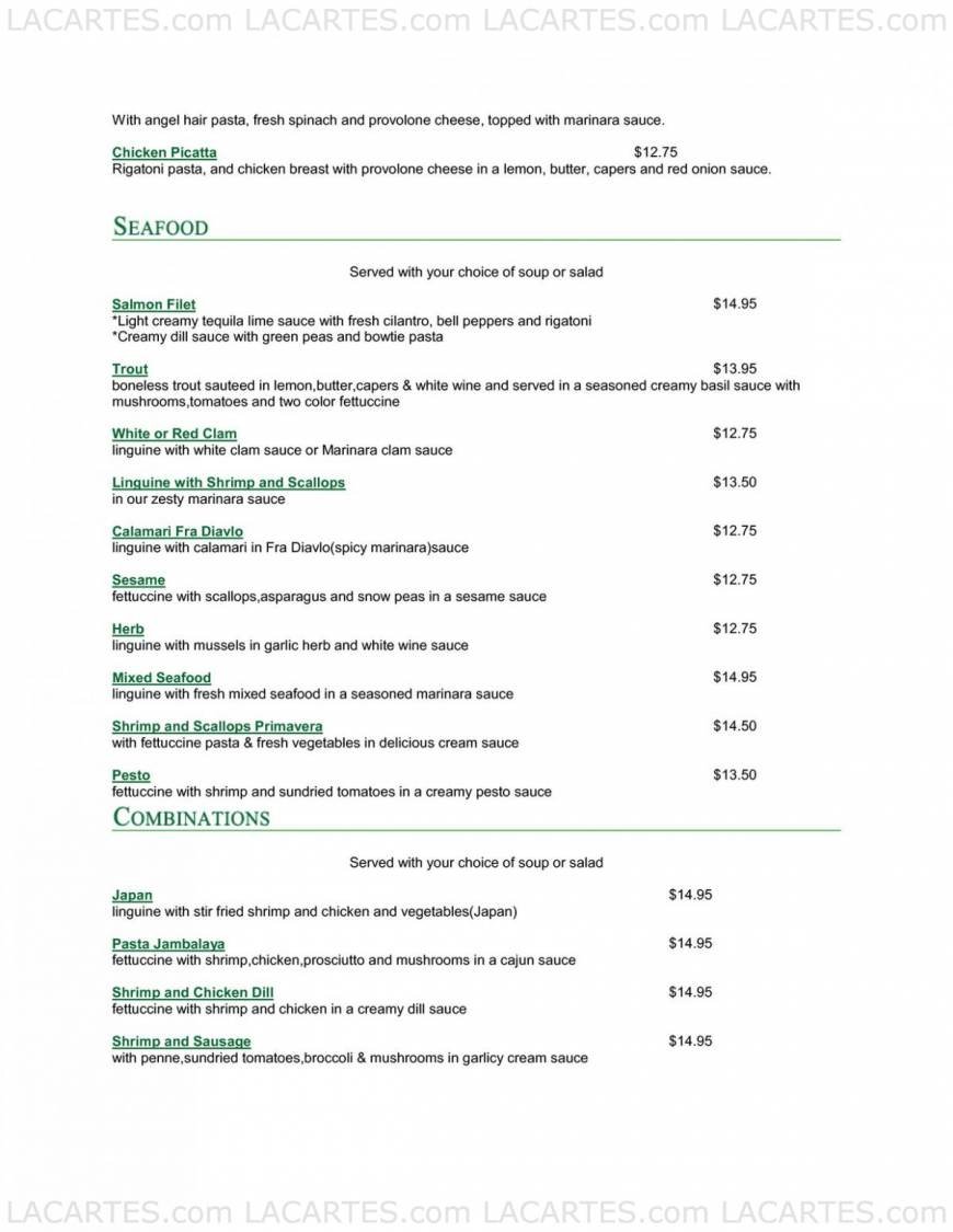  Pricelists of Pasta Preziosa Cafe 3600 Ocean View Blvd - Photo 1 of 22