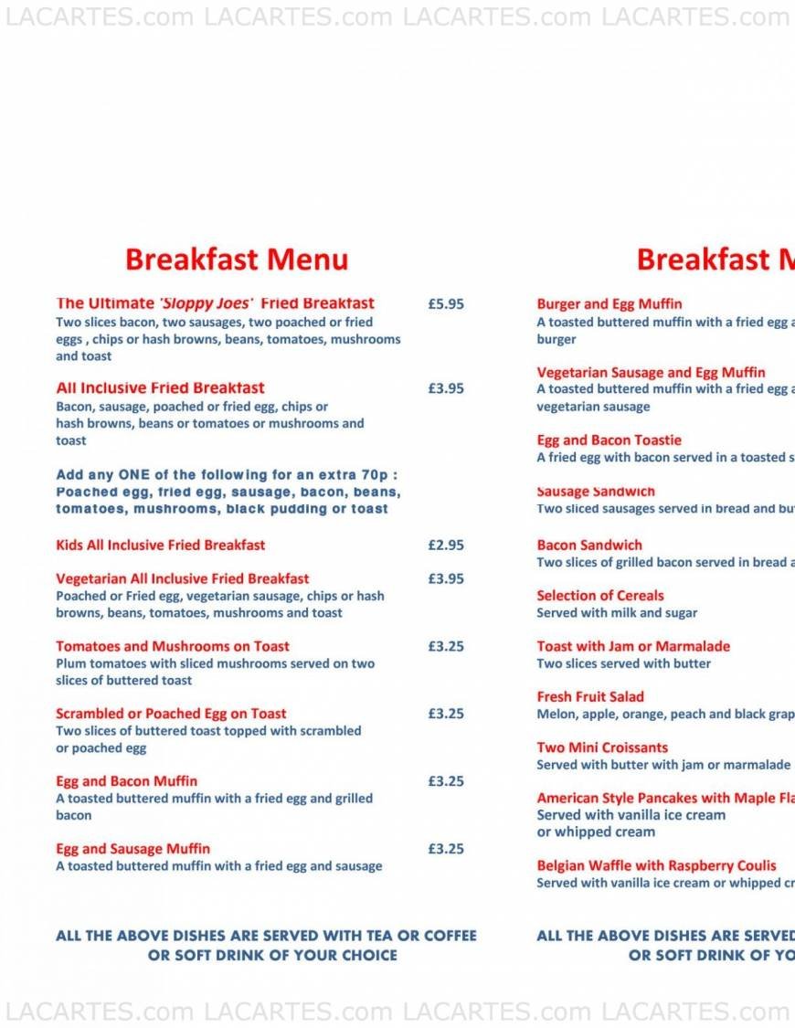  Pricelists of Sloppy Joes Diner - Colchester 37 High Street - Photo 5 of 10