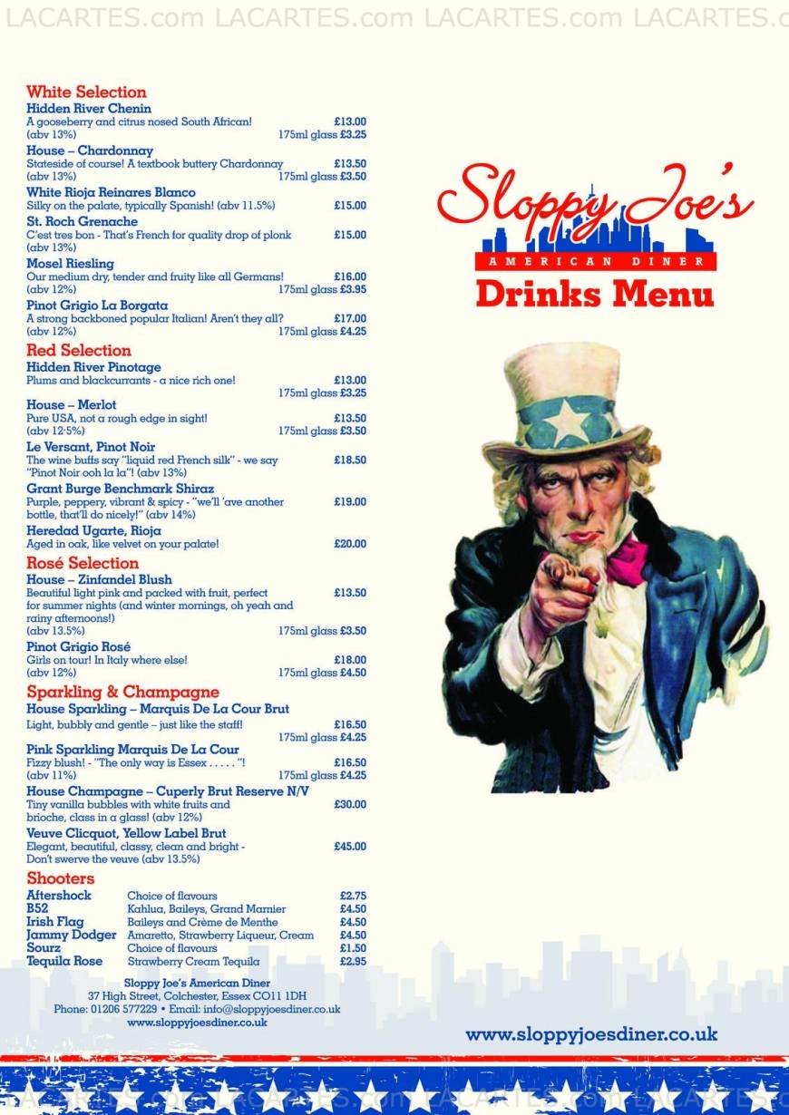  Pricelists of Sloppy Joes Diner - Colchester 37 High Street - Photo 9 of 10