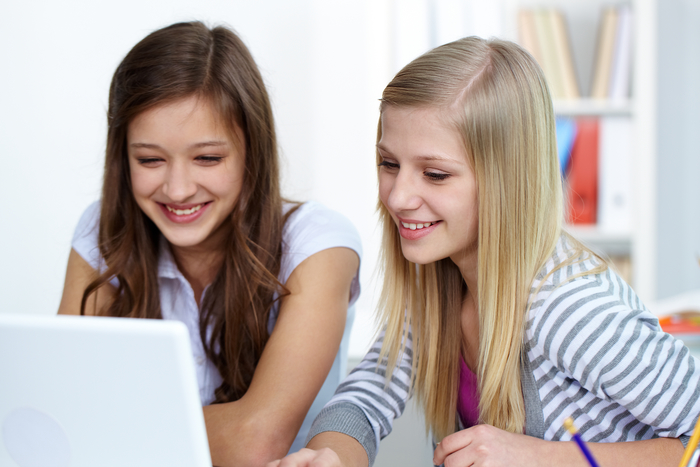 Cute girls working with laptop in college BLT Tutees - 2017 to 2018 of bespoke languages tuition (blt) Flat 3, 18 Cavendish Road - Photo 5 of 9
