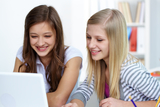 Cute girls working with laptop in college bespoke languages tuition (blt) Flat 3, 18 Cavendish Road 
