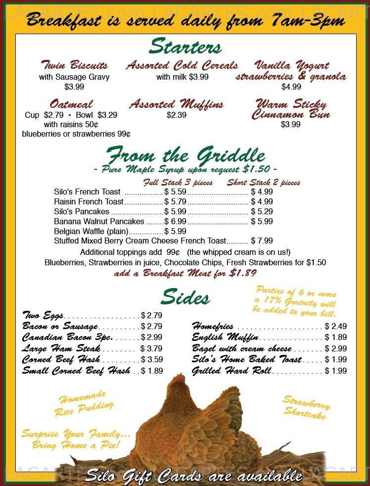  Pricelists of The Silo Restaurant & Gift Shop - NY 537 Aviation Road - Photo 1 of 5