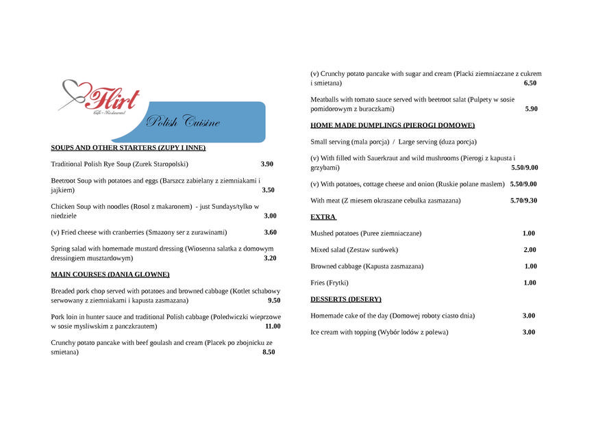  Pricelists of Flirt Cafe Restaurant 361 Ley Street - Photo 1 of 5