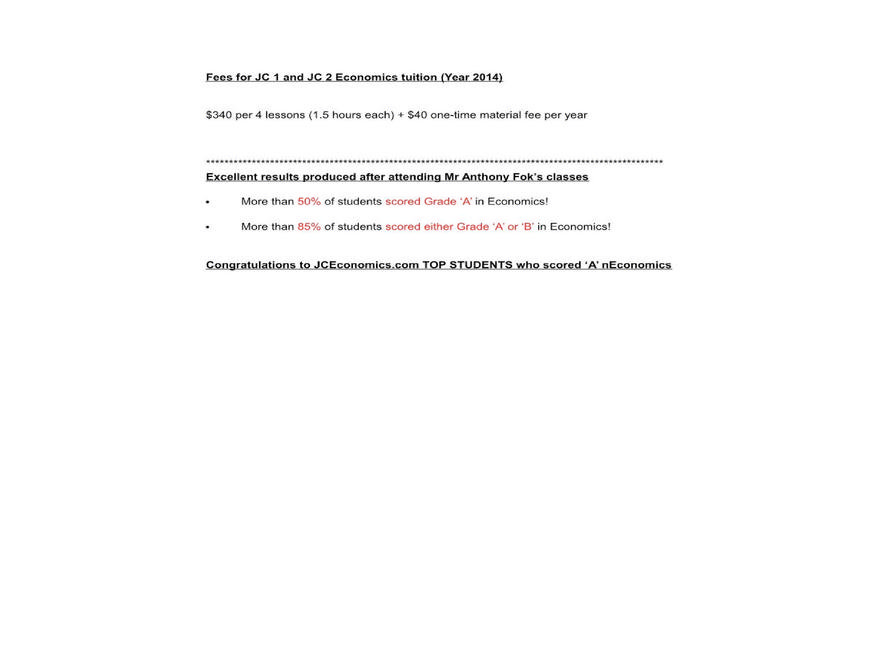 Pricelists of Singapore Economics Tuition 170 Upper Bukit Timah Road - Photo 1 of 1