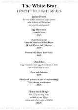 Menus & Prices, The White Bear, Warlingham
