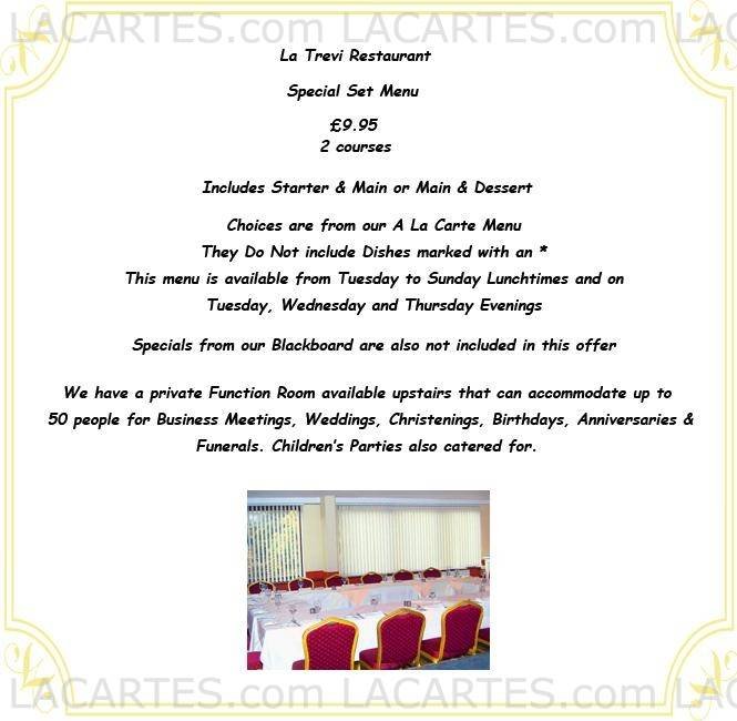  Pricelists of La Trevi Restaurant 476 - 478 Larkshall Road Highams Park - Photo 1 of 6