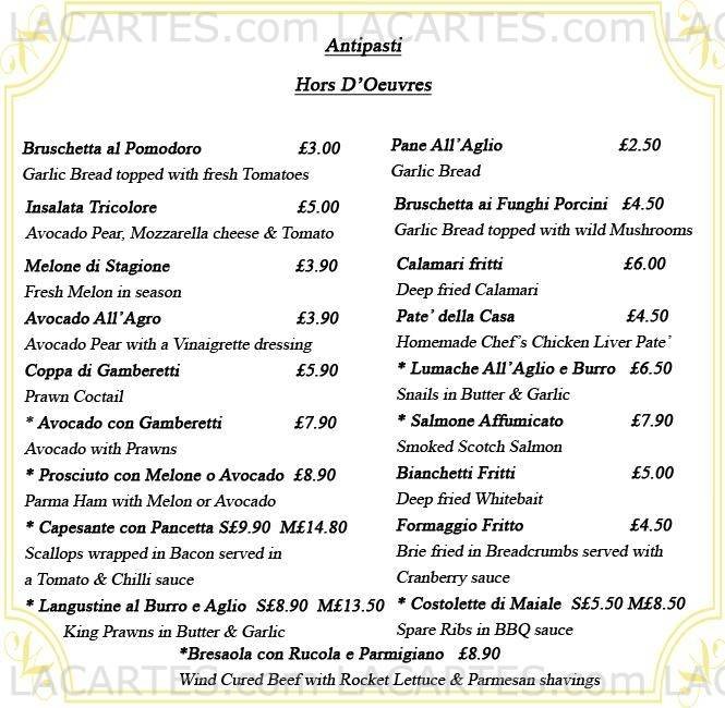  Pricelists of La Trevi Restaurant 476 - 478 Larkshall Road Highams Park - Photo 2 of 6