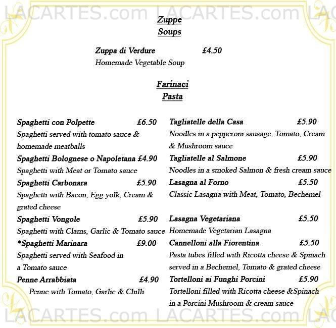  Pricelists of La Trevi Restaurant 476 - 478 Larkshall Road Highams Park - Photo 3 of 6
