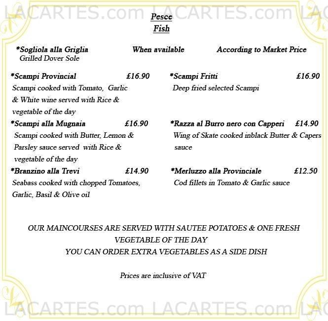  Pricelists of La Trevi Restaurant 476 - 478 Larkshall Road Highams Park - Photo 5 of 6