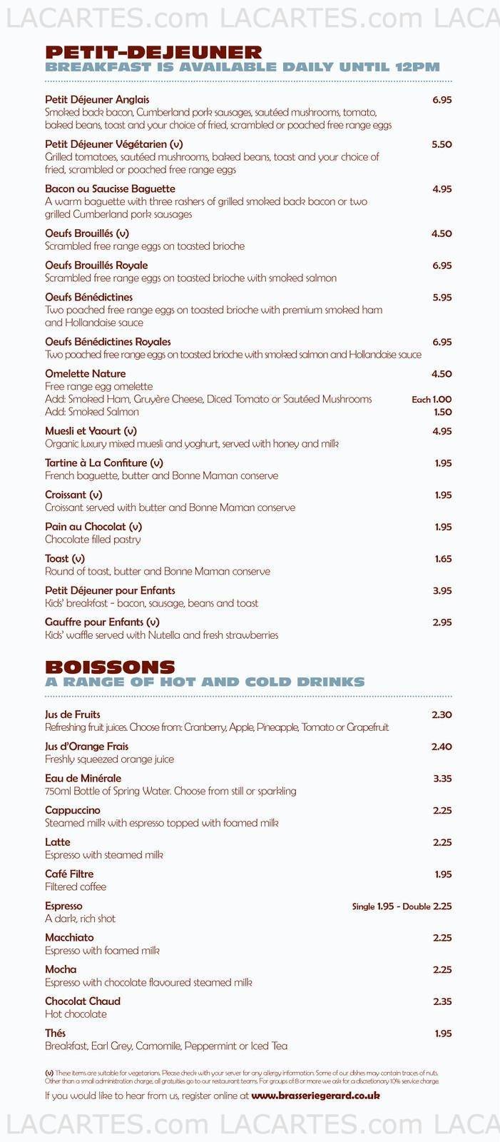  Pricelists of Brasserie Gerard - Sevenoaks 8 London Road - Photo 1 of 8