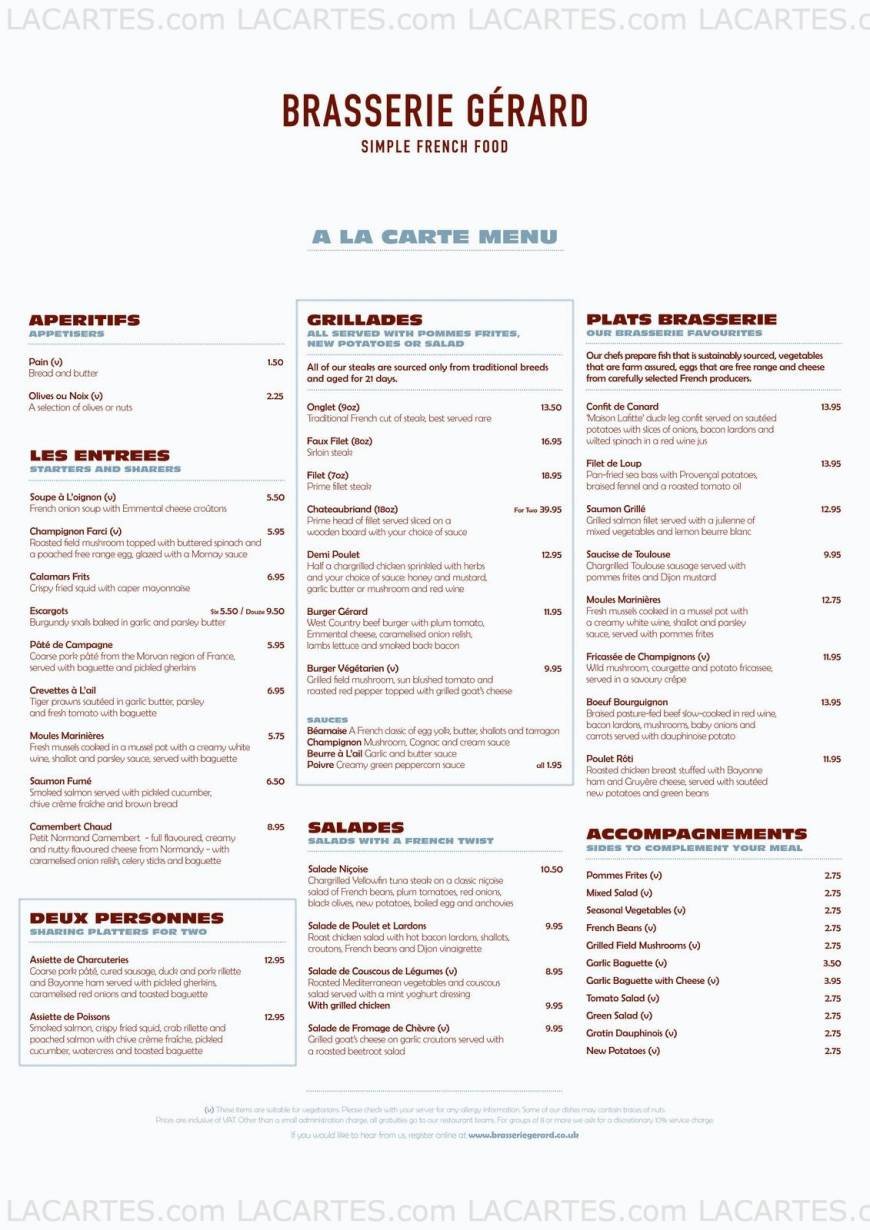  Pricelists of Brasserie Gerard - Sevenoaks 8 London Road - Photo 4 of 8