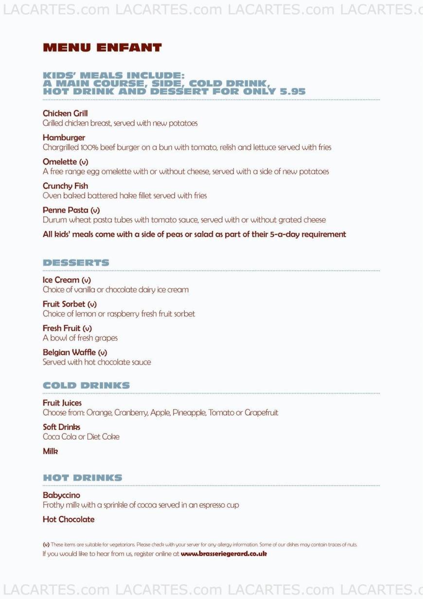  Pricelists of Brasserie Gerard - Sevenoaks 8 London Road - Photo 5 of 8