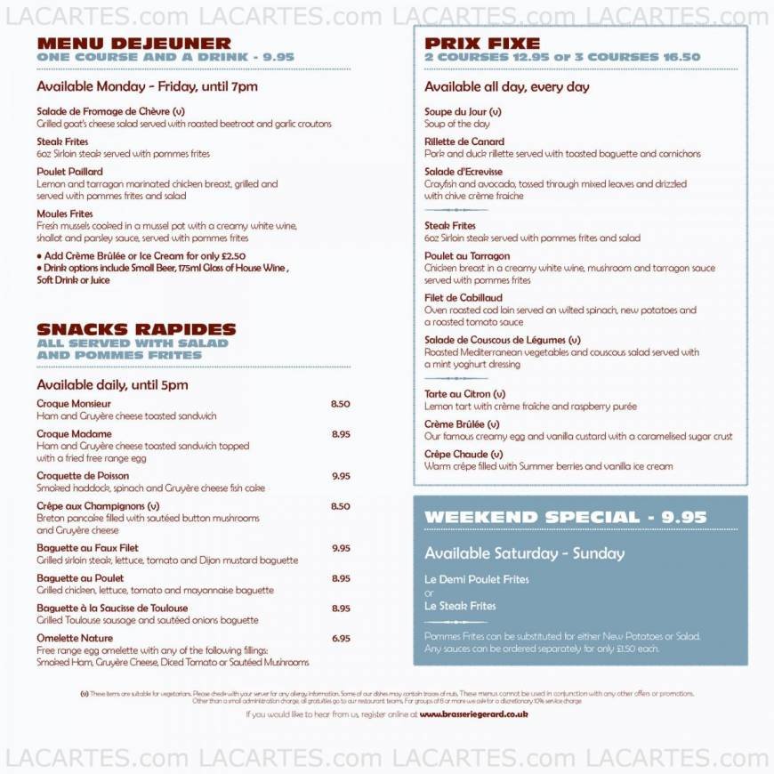  Pricelists of Brasserie Gerard - Sevenoaks 8 London Road - Photo 8 of 8