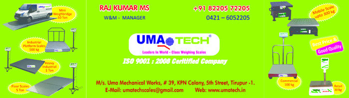  Profile Photos of Umatech Weighing Scales in Tirupur, Tamilnadu, INDIA No.1 Electronic Weighing Scales Manufacturer, 39, KPN Colony, 5th Street, Tiruppur Main, Tirupur - 641601 - Photo 11 of 30