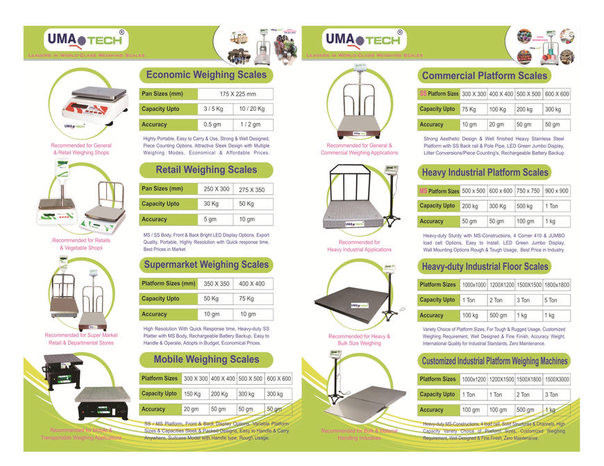  Pricelists of Umatech Weighing Scales in Tirupur, Tamilnadu, INDIA No.1 Electronic Weighing Scales Manufacturer, 39, KPN Colony, 5th Street, Tiruppur Main, Tirupur - 641601 - Photo 10 of 16