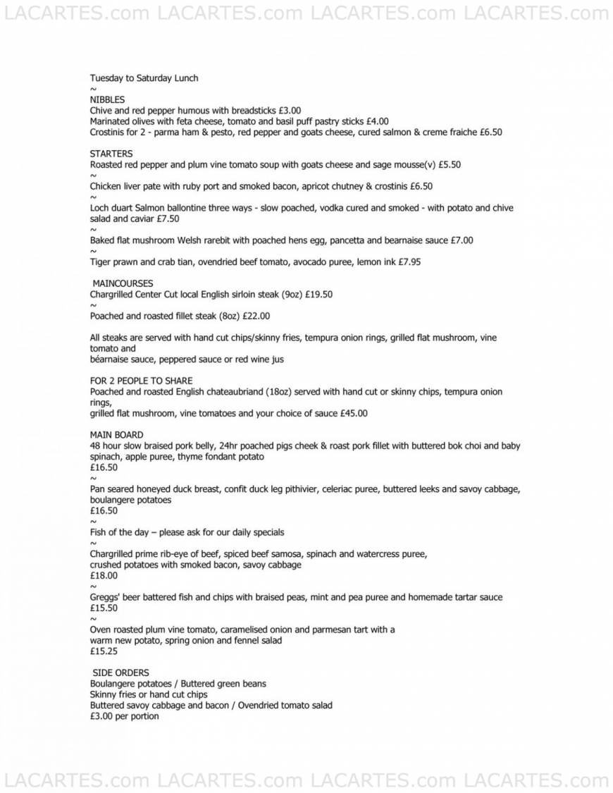  Pricelists of Gavin Gregg Restaurant - Sevenoaks 28-30 High Street - Photo 1 of 13