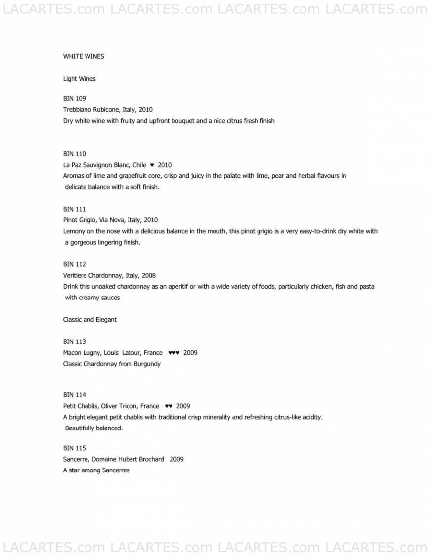  Pricelists of Gavin Gregg Restaurant - Sevenoaks 28-30 High Street - Photo 10 of 13