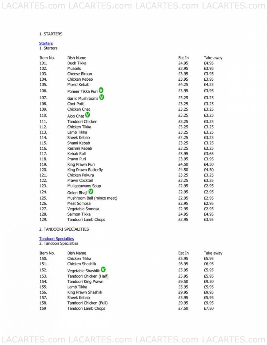  Pricelists of Green Spice Restaurant - Dartford Green Street, Green Road, Darenth - Photo 1 of 7