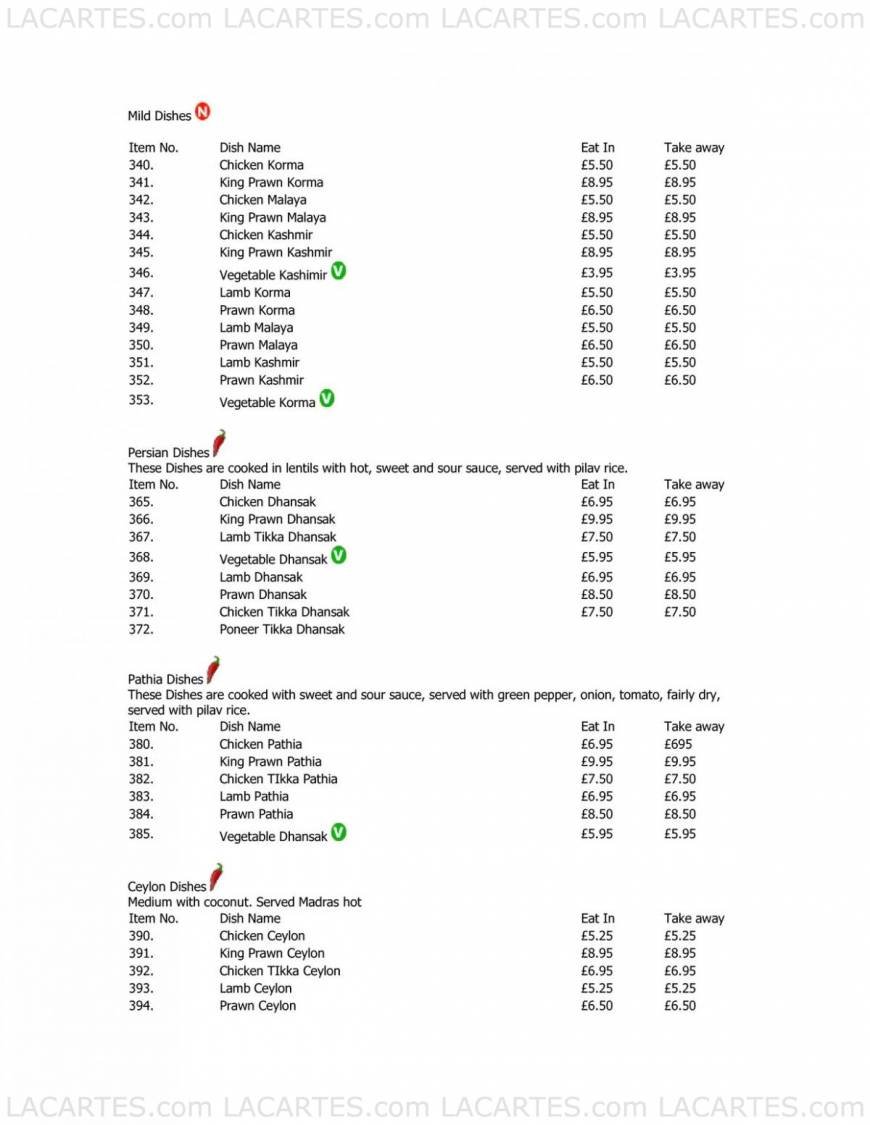  Pricelists of Green Spice Restaurant - Dartford Green Street, Green Road, Darenth - Photo 4 of 7