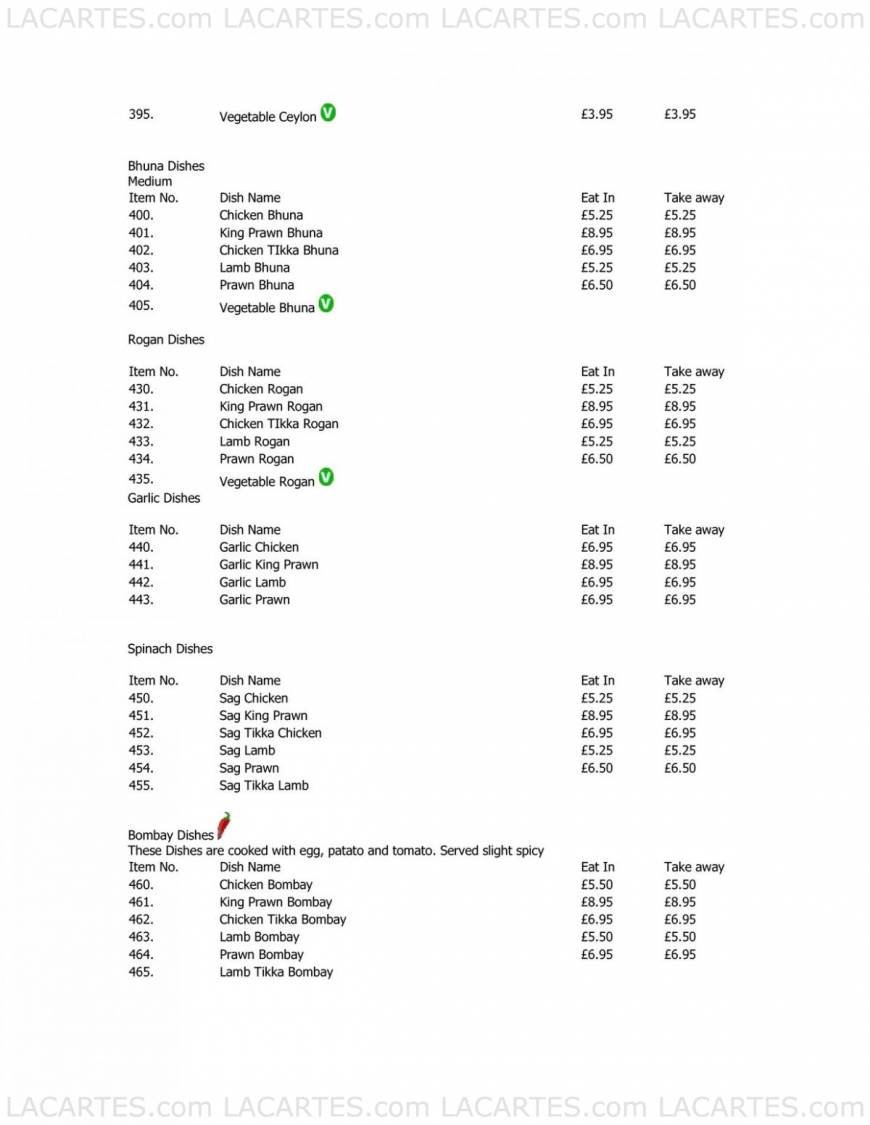  Pricelists of Green Spice Restaurant - Dartford Green Street, Green Road, Darenth - Photo 5 of 7