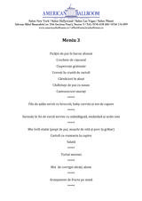 Menus & Prices, American Ballroom, Bucuresti