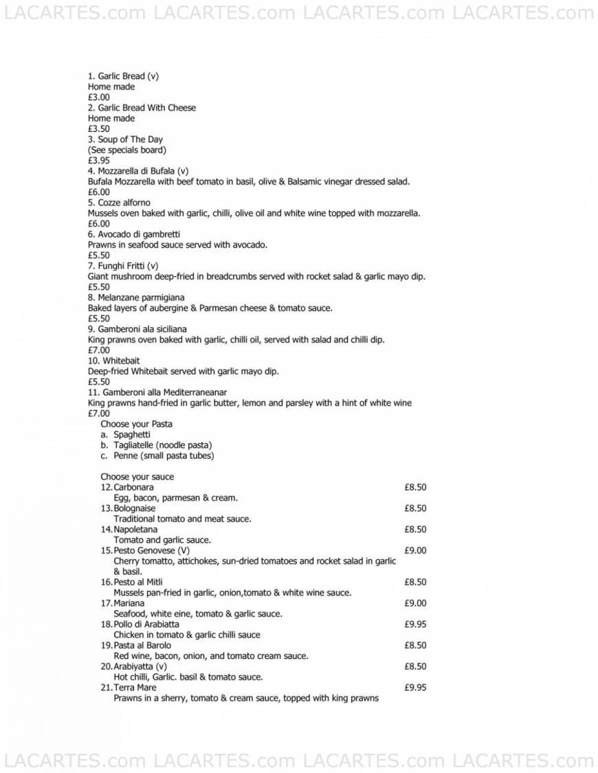  Pricelists of Siciliana Restaurant - Dartford 75 Hythe Street - Photo 1 of 4