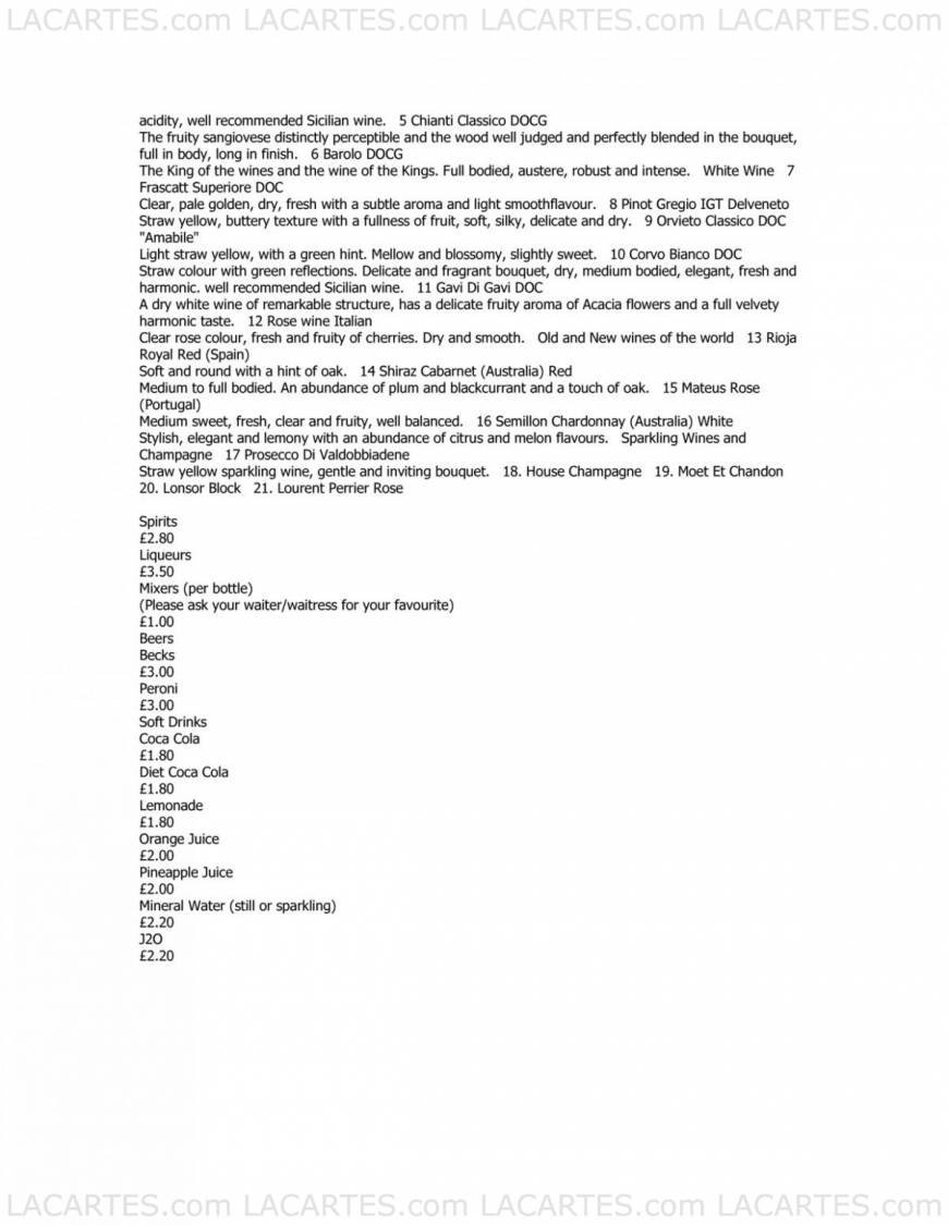  Pricelists of Siciliana Restaurant - Dartford 75 Hythe Street - Photo 4 of 4